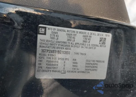 2011 GMC Sierra 1500 Slt from USA, damaged, VIN 3GTP2WE31BG183650